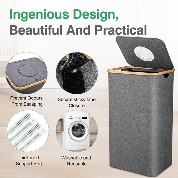 Grey Recycling Bin 100L for Kitchen Indoor Home - Picture 3 of 4